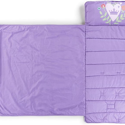 Jay Franco Kids Nap Mat with Embedded Pillow & Blanket – Soft 46"x20" Microfiber Sleeping Bag with Name Tag & Handle