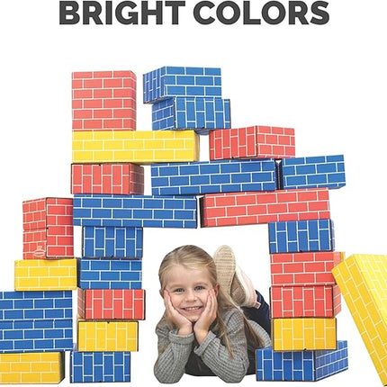 Bankers Box at Play Cardboard Building Blocks, 20 Pack, Large and Medium Montessori Toy Blocks for Kids and Families