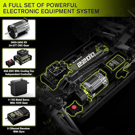 RIAARIO 1/10 Brushless RC Cars, Monster Truck, 50+ MPH, 4WD, Waterproof, Carbon Fiber, Black, Ages 8+