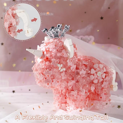 1363PCS Ideas Flowers Unicorn Building Blocks,Creative Animal Building Set Box for 14+ Girls Boys Or Adults