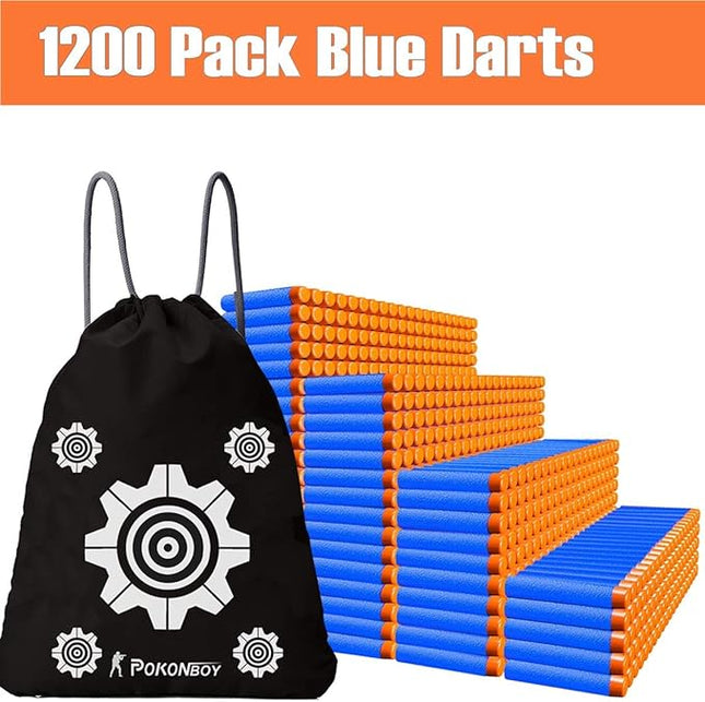 POKONBOY 1200 Pack Refill Darts Compatible with Nerf Guns, Refill Bullet Darts Foam Darts Compatible with Nerf Guns N-Strike Elite Series Blaster Toy Guns Kids