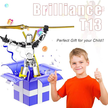 Assembly Completed T13 3D Printed Action Figures,Dummy 13 Robot 13 Movable N13 Action Figure, T 13 Gift for Collectors Desktop Decorations for Game Lovers Toy (White + Metal Weapon)