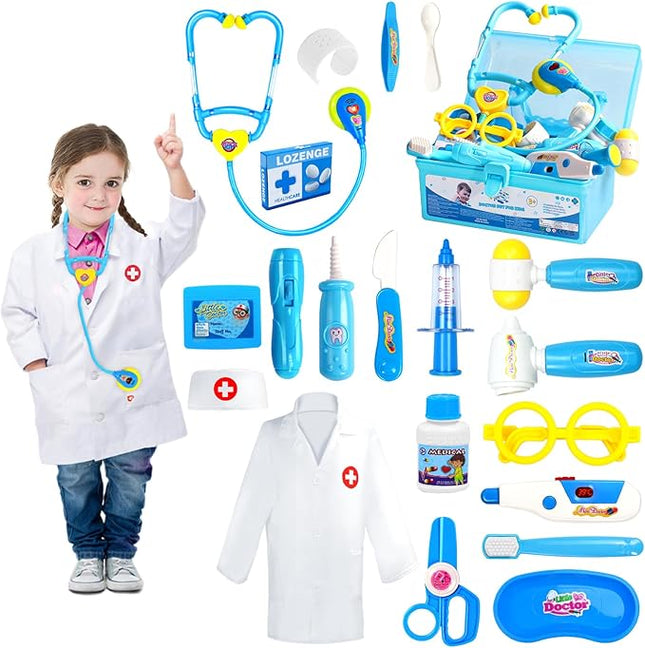Fajiabao Doctor Kit for Toddlers 3-5 Dress Up Toys for 2 3 4 5 Year Old Girls Pretend Play Kids Doctor Set with Doctor Costume Toy Stethoscope for 2 3 4 5 6 Year Old Girls Boys Birthday Gifts