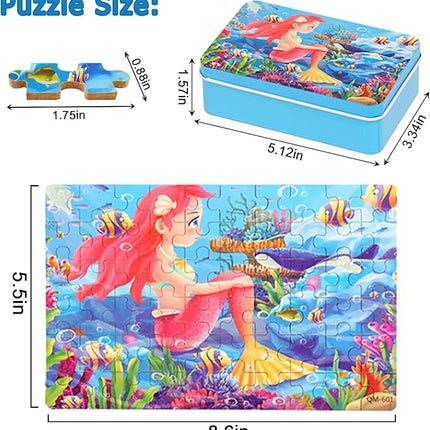 LELEMON Puzzles for Kids Ages 4-8, 60 Piece Puzzles for Kids Ages 3-5 in a Metal Box,Educational Puzzle Games Childrens Puzzles Jigsaw Puzzles Toys Gifts for Girls and Boys