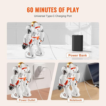 VEVOR RC Robot Toys for Kids, Battle Mode Programmable Remote Control Smart Robot with Bullets, Interactive Walking Dancing Robot for Age 3+ Year Old Boys Girls Birthday Gift Present