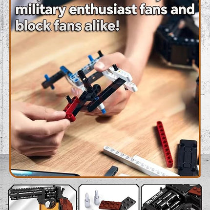1:1 Revolver Building Blocks Sets - 300 PCS Model Collection Toy Building Bricks Set Shootable - Simulation Militarily Toy Lovers for Kids and Adults Gift