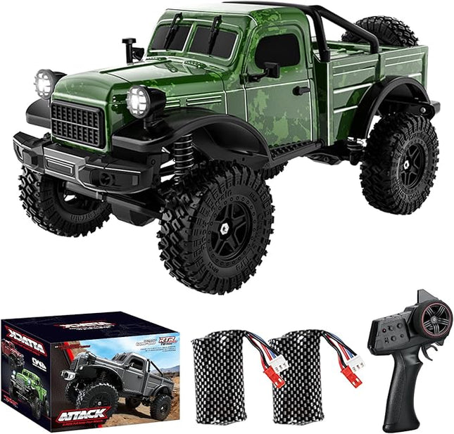 1:18 Scale All Terrain Remote Control Car, 2.4 GHz 4WD RC Rock Crawler with LED Lights, 12KPH Off-Road Pickup Truck Vehicle Toys RTR Gift for Adults