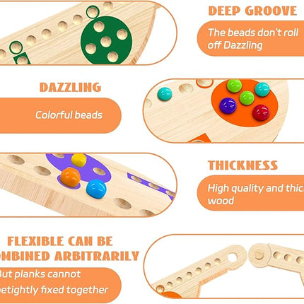 Solid Wood Marbles and Jokers Board Game: Versatile Family Entertainment for 2-8 Players, Featuring Interlocking Game Boards, Multiple Colors, Marbles, and Card Decks Ideal for Parties and Game Nights