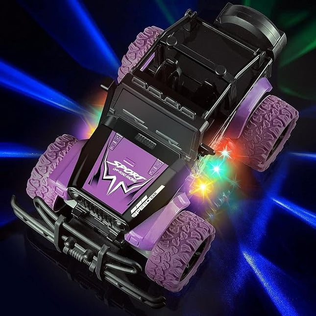 Bloolilies Rc Car, 1:20 Scale Remote Control Car for Girls with Colorful 3D Lights Off Road Rc Monster Truck Toy Vehicles for Kids Boys Toddlers 3 4 5 6 7 8-12 Years Old Birthday Gift, Purple
