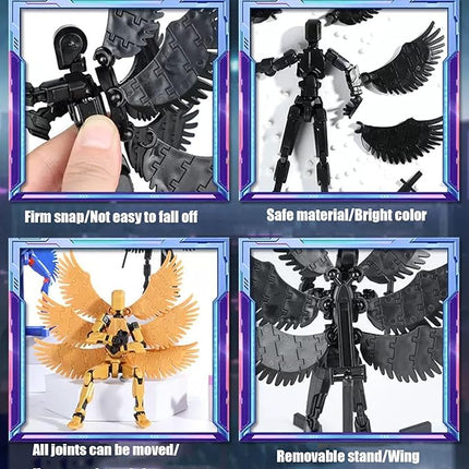 T13 Action Figure Set, 3D Printed Multi-Jointed Movable Robot Dummy Set Lucky 13 Action Figure Articulated, for Collectors Desktop Decorations (Gold)