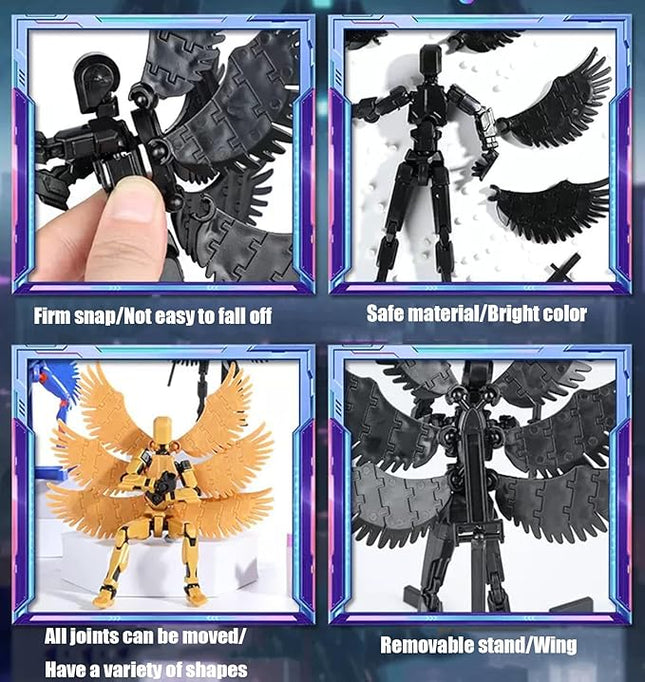 T13 Action Figure Set, 3D Printed Multi-Jointed Movable Robot Dummy Set Lucky 13 Action Figure Articulated, for Collectors Desktop Decorations (Gold)