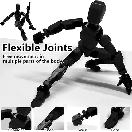 Titan 13 Action Figure, Action Figures, Titan 13 Action Figure 3D Printed Robot Multi-Jointed Movable, Desktop Decorations for Game Lovers, Easter Basket Stuffers（Black）