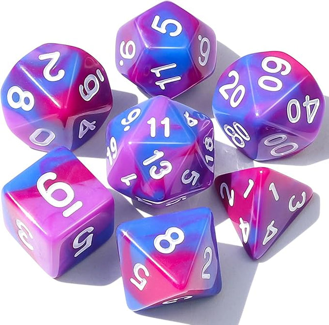 CiaraQ DND Polyhedral Dice Set for Dungeons and Dragons RPG MTG Role Playing Table Games-with 1 Dice Pouch (Blue+Purple+Red)
