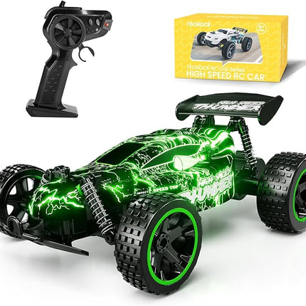 Tecnock RC Cars for Kids, 1:18 Scale 2WD RC Car with LED Lights, 2.4GHz Remote Control Car with USB-C Easy Charging & 50 Mins Playtime, Toys Gifts for Boys & Girls Ages 8-12