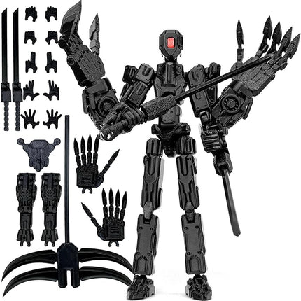 8Inch T13 Action Figure Assembly Completed,3D Printed Multi-Jointed Movable Toy Nova 13 Action Figures Desktop Decorations for Game Lovers Toy (Black)