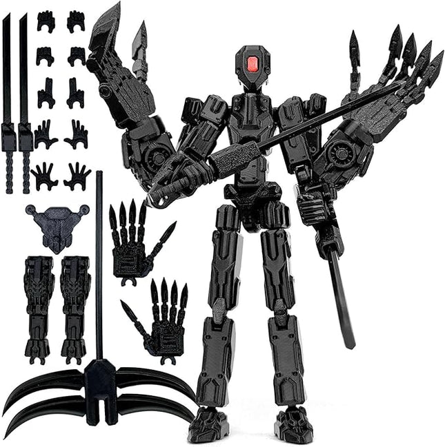 8Inch T13 Action Figure Assembly Completed,3D Printed Multi-Jointed Movable Toy Nova 13 Action Figures Desktop Decorations for Game Lovers Toy (Black)