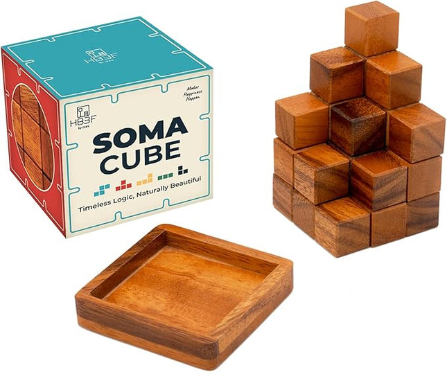 BSIRI Soma Puzzle Cube Wooden Toy Brain Teaser Desk Board Games Adults Master Block Christmas Mind Magic Kids Benders Wood Hand Cube Family Teens Boy Classic