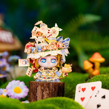 MU 3D Metal Puzzle for Adult Alice Figure Cartoon Cat, Animation Elf Palace Model Kits Miniature Building, Love Festival Birthday Gift Home Decor