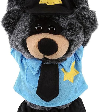DolliBu Black Bear with Long Arms Police Officer Plush Toy - Soft Black Bear Cop Stuffed Animal Dress Up with Cute Cop Uniform and Cap Outfit - Gift with Personalization - 21 Inches