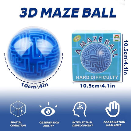 Amaze 3D Memory Sequential Maze Ball Puzzle Toy Gifts for Kids Adults - Challenges Game Lover Tiny Balls Brain Teasers Game (Blue)