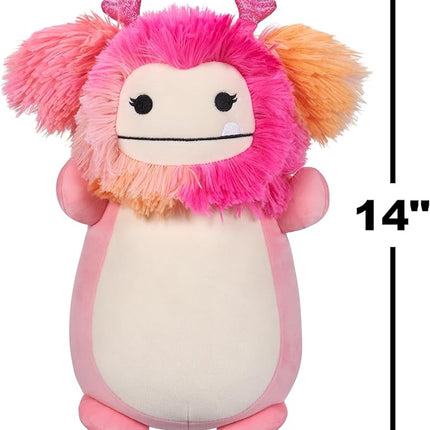 Squishmallows HugMees Original 14-Inch Caparinne Pink Bigfoot with Heart Headband - Ultrasoft Official Jazwares Large Plush