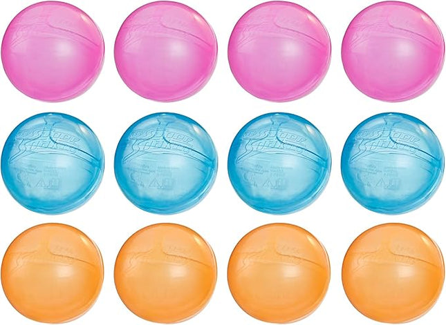 NERF Super Soaker Hydro Balls Party 12-Pack, Reusable Water Balloons, Water-Filled Balls Burst on Impact, Fast Refill, Outdoor Toy for Kids Ages 6 & Up