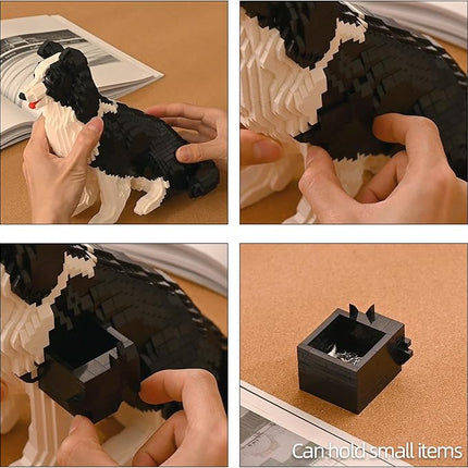 Animal Dog Adorable Pet Collie Building Block Set - Secret Small Storage Box Inside! Ideal Toy for Dog Lovers, Kids & Adults.