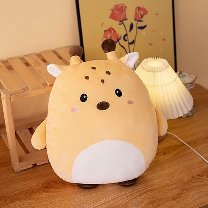 Soft Flat Deer Plush Hugging Pillow Cute Beige Deer Unicorn Stuffed Animal Fawn Plushies Toys Kids Fawn Anime Cushion for Birthday, Valentine's Day, Christmas...16.5 Inch