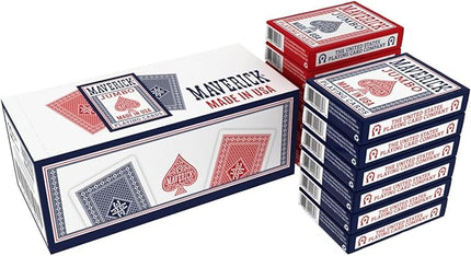 Maverick Playing Cards 12 Pack, Made in USA, Jumbo Index, Red and Blue Decks, Bulk Playing Cards for Poker, Card Games, and Family Game Night