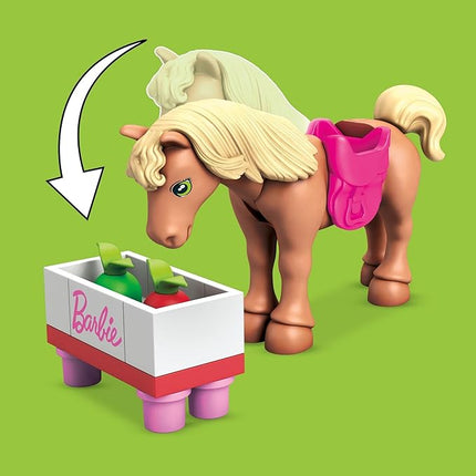 Mega Barbie Horse Jumping Building Set with 73 Bricks and Special Pieces, Accessories and 1 Micro-Doll, Toy Gift Set for Ages 5 and Up