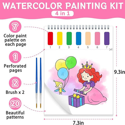 Paint with Water Coloring Books for Toddlers,Princess and Party Theme Mess Free Watercolor Painting Papers for Kids Water Color Paint Kit Art Craft Birthday Gift for Ages 1-3, 4-8