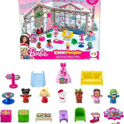 Fisher-Price Little People Barbie Toddler Toy Advent Calendar Playset, 24 Christmas Figures & Pieces for Pretend Play Kids Ages 18+ Months (Amazon Exclusive)