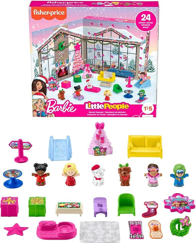 Fisher-Price Little People Barbie Toddler Toy Advent Calendar Playset, 24 Christmas Figures & Pieces for Pretend Play Kids Ages 18+ Months (Amazon Exclusive)