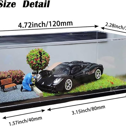 1/64 Scale Street Diorama Display Case- Clear Storage Case with Realistic Urban Road Scene for Hot Wheels , Matchbox & 1:64 Model Cars- Diecast Toy Garage -Four Seasons Set