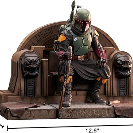 Diamond Select Toys Star Wars Premier Collection: The Mandalorian: Boba Fett on Throne Statue, Multicolor