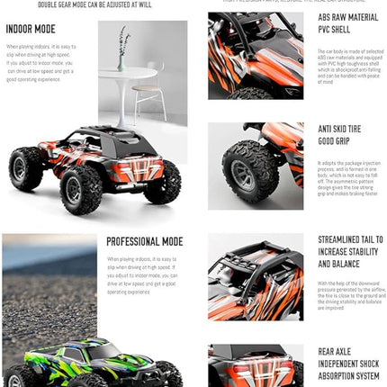 RC Off-Road Vehicle Model, 1/32 Scale 4WD Mini Electric 2.4G Remote Control High Speed Drift Off-Road, Mini Racing Drift Car for Adults