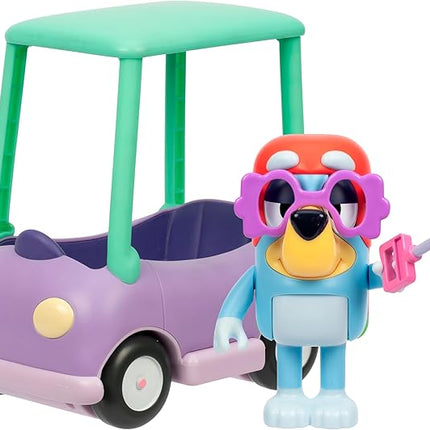 Bluey Grannies Car Coupe Chat Mates Playset, Talking Janet Kids Toy with Removable Blanket, Glasses, Interactive Toys Figures Set, Ages 3+