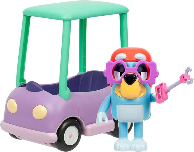 Bluey Grannies Car Coupe Chat Mates Playset, Talking Janet Kids Toy with Removable Blanket, Glasses, Interactive Toys Figures Set, Ages 3+