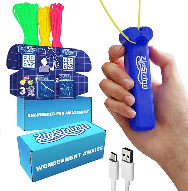ZipString Original - As Seen on Shark Tank - Classic Rope Launcher Toy, Perfect for Kids & Adults - Fly a String Loop in The Air for Endless Tricks & Fun, Wonderment Awaits, Bold Blue