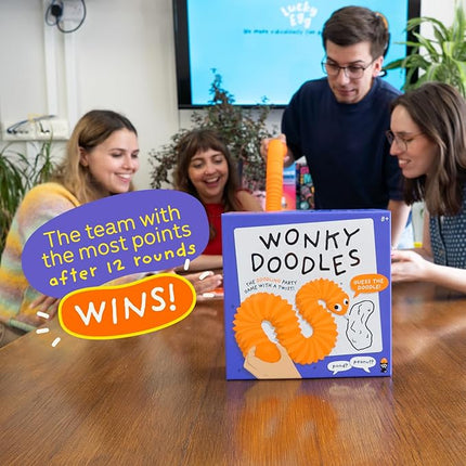Lucky Egg Wonky Doodles – Hilarious Drawing Games for Family Game Night & Parties – Family Board Games for Adults with Wonky Doodler, 150 Word Cards & Whiteboard – Best Family Games for Ages 8+