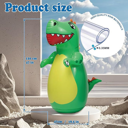 Inflatable Dino Punching Bag for Kids - Durable Bop Bag Toy With Instant Bounce Back, Dinosaur Toys for Ages 3-7, Great for Boys and Girls (47" Tall)
