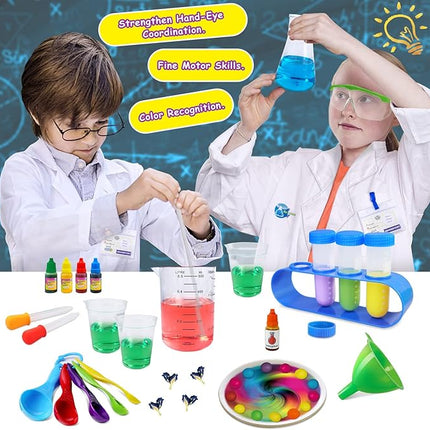 UNGLINGA 30 Experiments Science Kit for Kids with Lab Coat, Chemistry Set STEM Toys Birthday Gifts for Boys Girls, Scientist Costume Role Play Tools Educational Learning Set