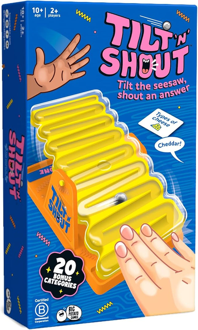 Big Potato Tilt ’n’ Shout – Fast-Paced Family Board Game for Adults & Kids | Shout Out Trivia Party Game with Categories & Bonus Content | New Board Games 2025