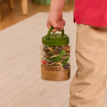 Terra by Battat – 60 Pieces Lizard Animal Tube – Realistic Plastic Reptile & Amphibian Figurines – Frog, Alligator, Snake & More – Educational Toys for Kids & Toddlers, 3+ Years