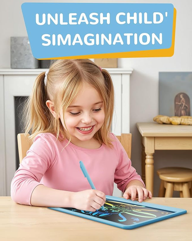 KOKODI LCD Writing Tablet, 12 Inch Colorful Toddler Doodle Board Drawing Tablet, Erasable Reusable Electronic Drawing Pads, Educational and Learning Toy for 3-6 Years Old Boy and Girls(Blue)