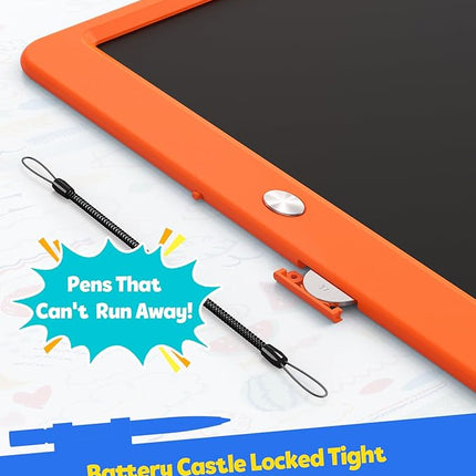 TEKFUN LCD Writing Tablet Doodle Board, 12inch Colorful Drawing Tablet Writing Pad, Kids Travel Essentials, Toddler Toys 5 6 7 8 Year Old Girls Boys (Orange)