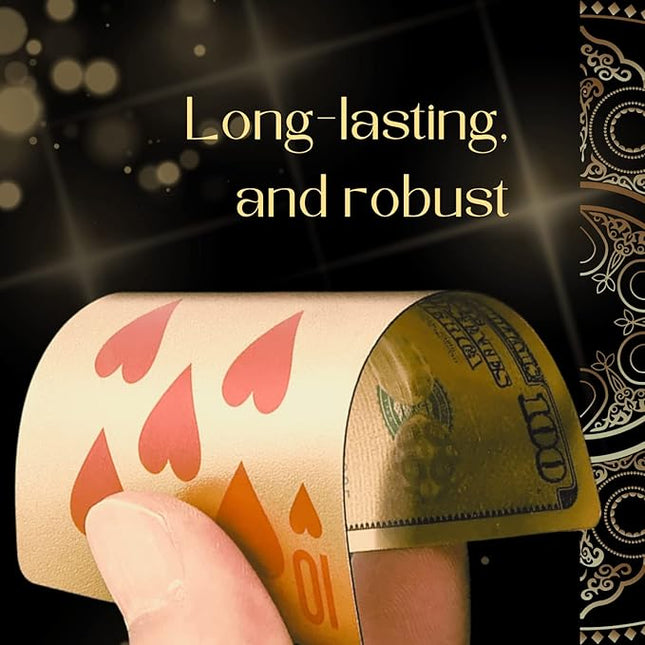 Magic Kiss Waterproof Gold and Silver Foil Poker Playing Cards, Deck of Plastic Playing Cards Gift (3 Decks/Gold + Silver + Black)