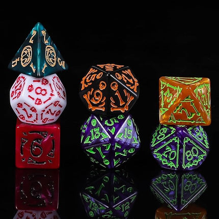 CiaraQ Polyhedral Dice Set - DND Role Playing Dice for Dungeons and Dragons RPG Table Games, Multi-Color, 42pcs