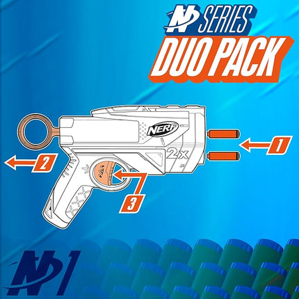 Nerf N Series Duo Pack, Includes 2 Ward Blasters, 12 N1 Darts Compatible Only with Nerf N Series Blasters, Kids Outdoor Games, Ages 8+