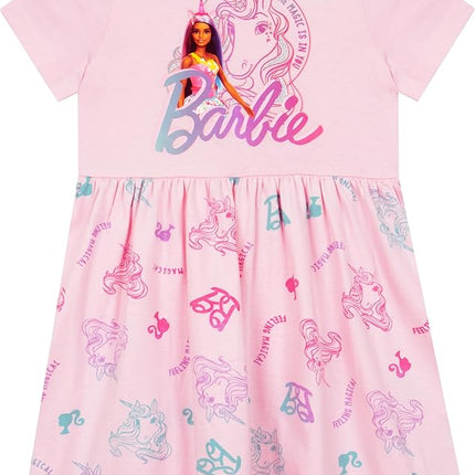 Barbie Dress | Short Sleeve Girls Unicorn Dress | Skater Dress for Girls